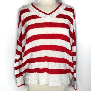 Philosophy Oversized Striped Sweater S Red White